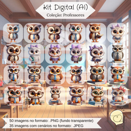 Kit Digital - Corujas Professores (ai) - Envio Imediato