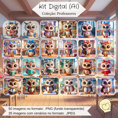 Kit Digital - Corujas Professores (ai) - Envio Imediato