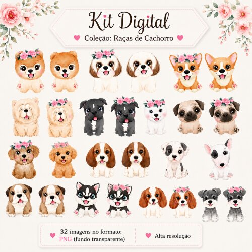 Kit Digital - Raças de Cachorros - Envio Imediato