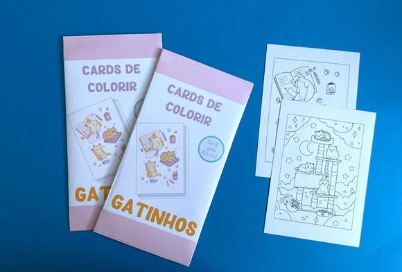 Cards de Colorir - Lembrancinha Festa Pets e Gatinhos