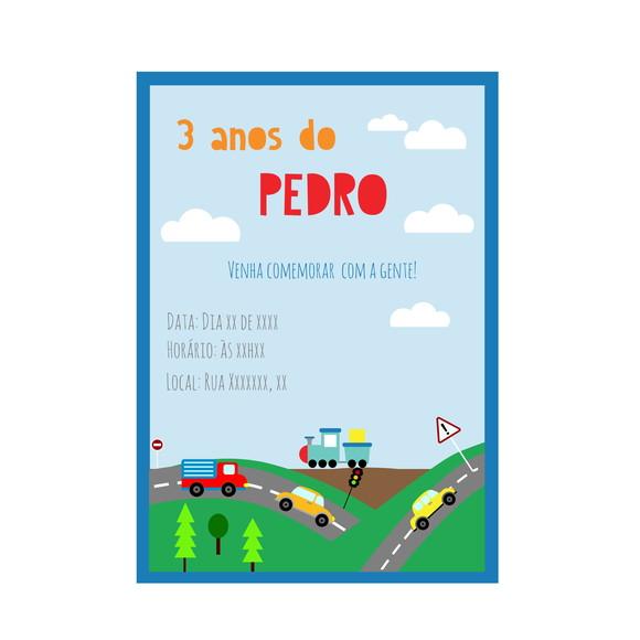 Convite Digital - Festa Carrinhos e Meios de Transportes