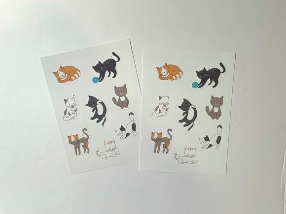 Cartela de Adesivos 16x8,5cm - Lembrancinha Festa Gatinhos