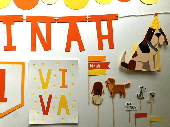 Decoração de Festa - Pet Cachorrinhos (mod 3) Amarelo e Lara