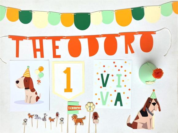 Decoração de Festa - Pet Cachorrinhos (mod 3) Amarelo e Lara