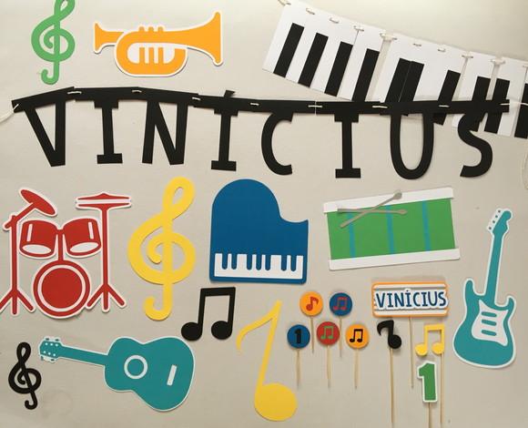 Decoração de Parede e Mesa - Festa Tema Musical