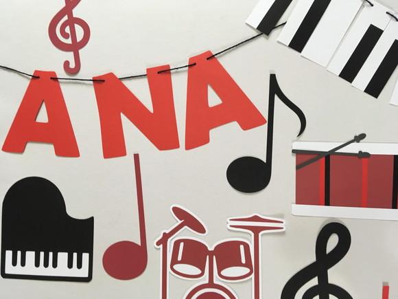 Decoração de Parede e Mesa - Festa Tema Musical