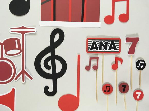 Decoração de Parede e Mesa - Festa Tema Musical