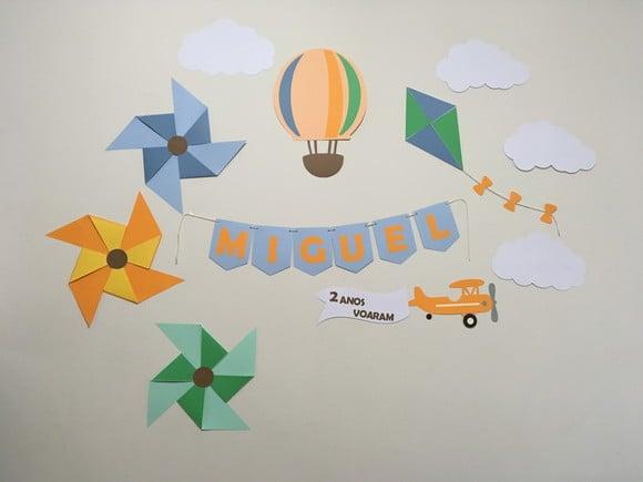 Decoração de Parede e Painel - Festa Catavento Balão Pipa