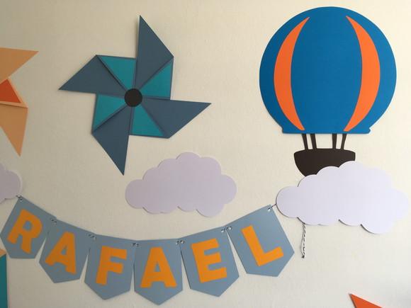 Decoração de Parede Festa Catavento Balão Pipa Aviador