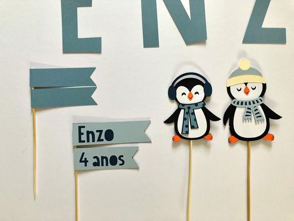 Decoração Festa Pinguim - Kit Festa Papelaria Pinguim Azul