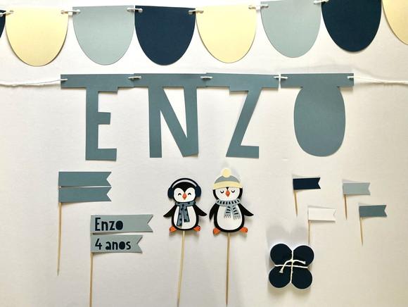 Decoração Festa Pinguim - Kit Festa Papelaria Pinguim Azul