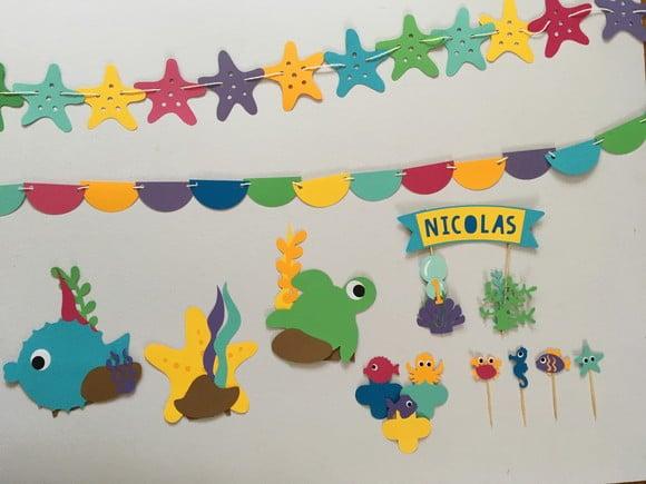 Festa Fundo do Mar - Decoração de Parede e Mesa