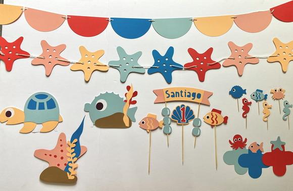 Festa Fundo do Mar - Decoração de Parede e Mesa