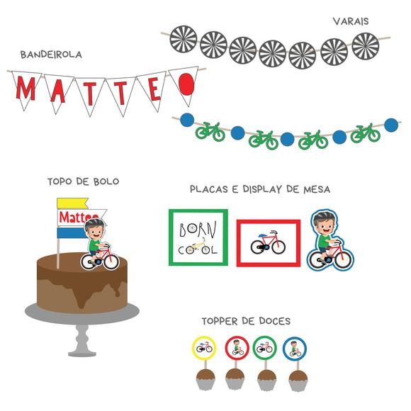 Kit de Papelaria para Festa Tema Bike / Bicicleta