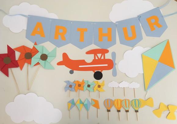 Kit Decoração - Festa Avião, Pipa e Catavento