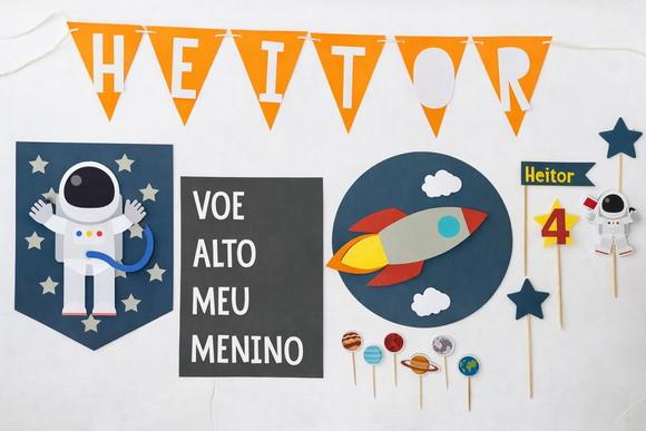 Kit Decoração - Festa Astronauta, Céu, Espaço (mod 1)