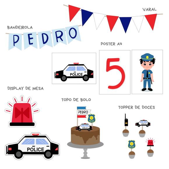 Kit Decoração - Festa Carrinho de Polícia - Policial