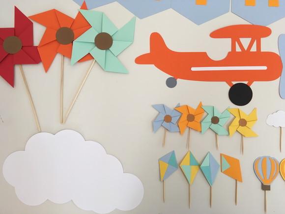 Kit Decoração - Festa Avião, Pipa e Catavento