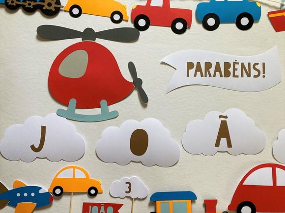 Kit Decoração - Festa Carrinhos / Avião / Transporte (mod 8)