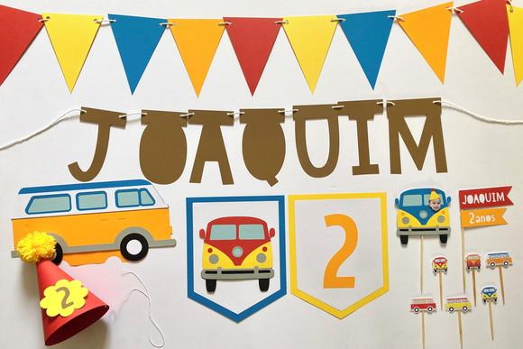 Kit Decoração - Festa Carrinhos / Carros / Kombi (mod 5)