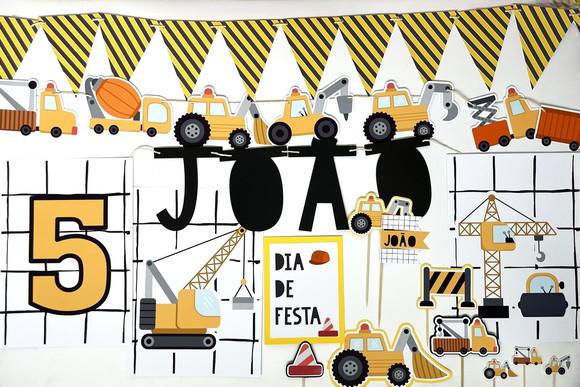 Kit Decoração - Festa Construção - Construtor