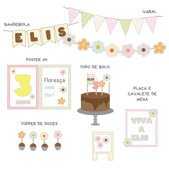 Kit Decoração - Festa Flores e Jardim