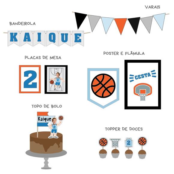Kit Decoração - Papelaria Festa Basquete / Esporte