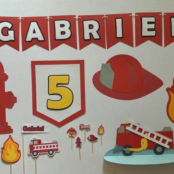 Kit Decoração - Papelaria Festa Bombeiro