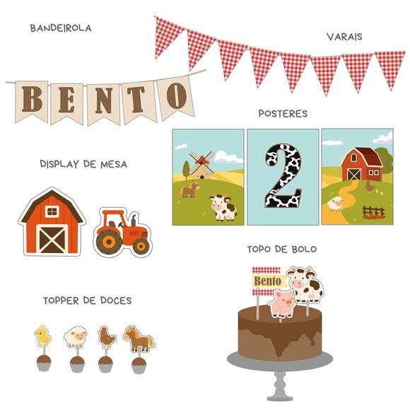 Kit Decoração - Papelaria Festa Fazendinha