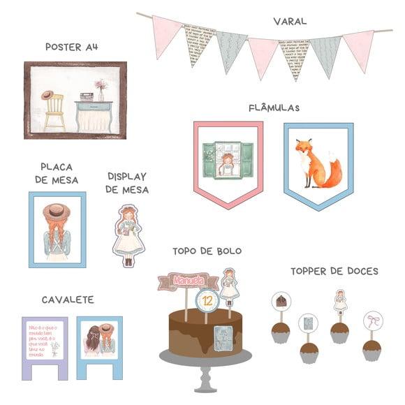 Kit Decoração de Festa - Papelaria Anne With An e (mod 1)