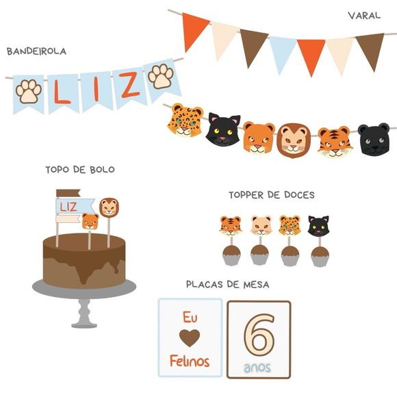 Kit Decoração de Festa - Papelaria Gatos Felinos