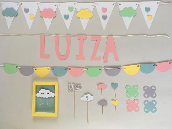 Kit Decoração de Festa - Nuvem e Coração / Chuva de Amor