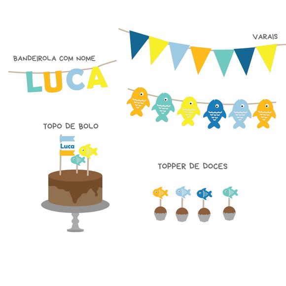 Kit Decoração de Festa - Peixes / Pescaria