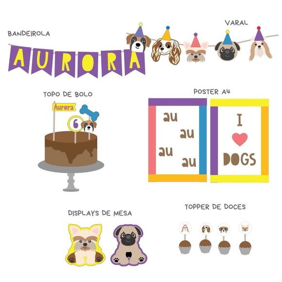 Kit Decoração de Festa - Tema Pet Cachorrinhos (mod 4)