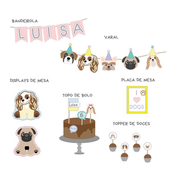 Kit Decoração de Festa - Tema Pet Cachorrinhos (mod 6)
