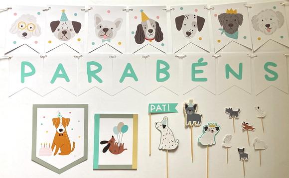 Kit Decoração de Festa - Tema Pet Cachorrinhos (mod 8)