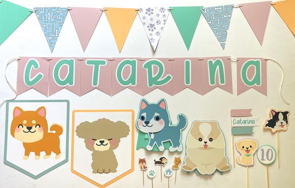 Kit Decoração de Festa - Tema Pets Cachorrinhos (mod 1)