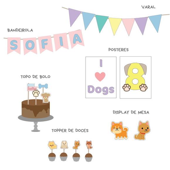 Kit Decoração de Festa - Tema Pets Cachorrinhos