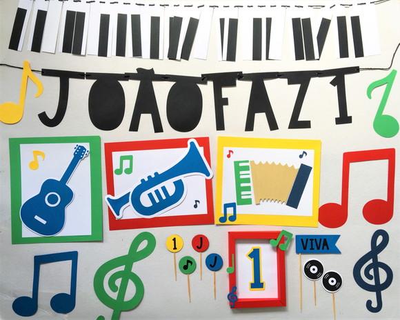 Kit Decoração de Parede e Mesa - Tema Música