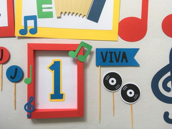 Kit Decoração de Parede e Mesa - Tema Música