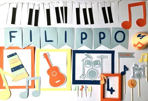 Kit Decoração de Parede e Mesa - Tema Música (mod 5)