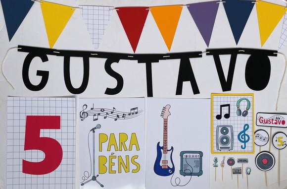 Kit Decoração de Parede e Mesa - Tema Música Rock (mod 4)