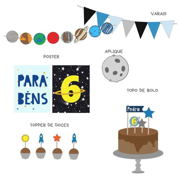 Kit Festa - Decoração Espaço, Planetas e Astronauta (mod 8)