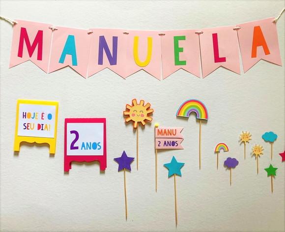 Kit Festa Papelaria - Arco-iris e Sol Mini (mod 8)