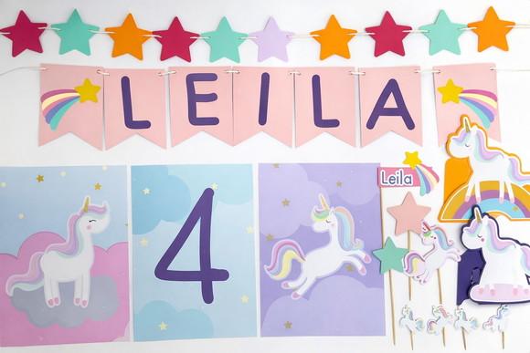 Kit Festa Papelaria - Decoração Unicórnio (mod 1)