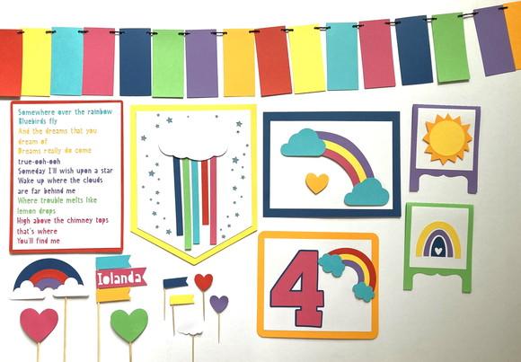Kit Festa Papelaria - Decoração Arco-iris (mod 2)
