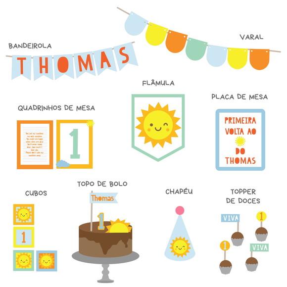 Kit Festa Papelaria - Raio de Sol / Solzinho (mod 2)