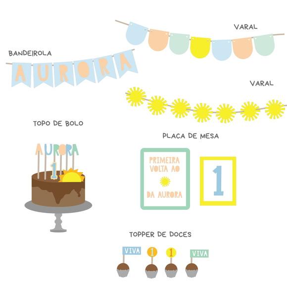 Kit Festa Papelaria - Raio de Sol / Solzinho (mod 4)