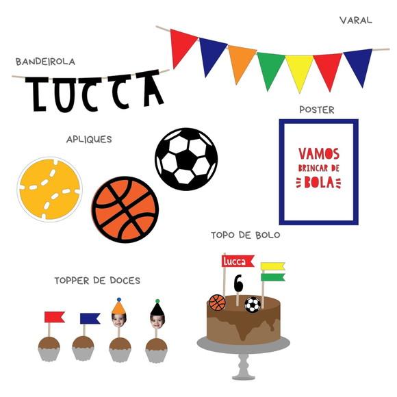 Kit Papelaria - Festa Bolas / Esporte / Brincadeiras