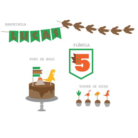 Kit Papelaria - Decoração Festa Dinossauros Mini
